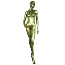 Make up realistic face fashion sexy nude curvy breast gold mannequin full body female maniquies